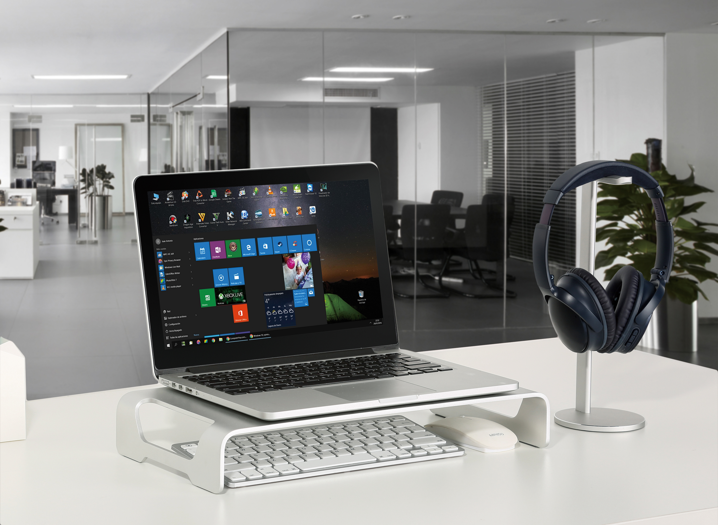 VIVO Silver Aluminum 16" Monitor Riser Ergonomic Desktop Stand Desk Organizer