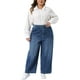 thumbnail image 2 of Pantalones de mezclilla de talla grande para mujer Agnes Orinda, de pierna ancha, casuales, con bolsillos, 3X, azul oscuro, 2 of 5