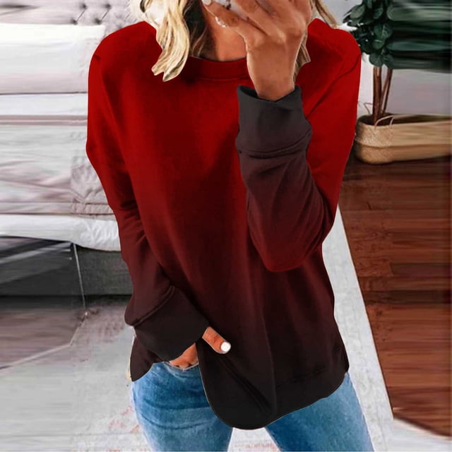 Sweat à Capuche Mode pour Femmes 2023 Col Rond Mode Décontractée Manches Longues Imprimé Chandail en Molleton Blouse 50 % de Réduction Costumes Halloween/noël