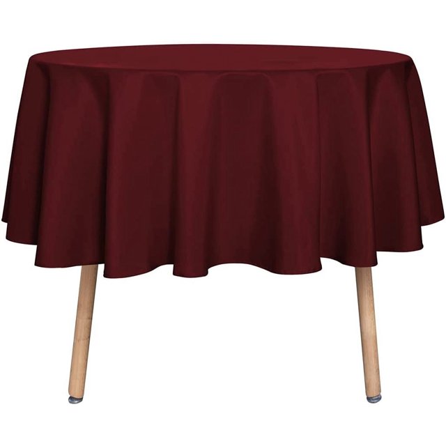 LAICAIW Round Tablecloth-48 Inch-Water Resistant Spill Proof Washable Polyester Table Cloth Decorative Fabric Table Cover for Dining Table, Buffet Parties and Camping, Burgundy