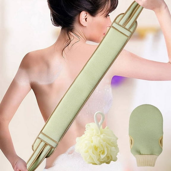 Exfoliating Back Scrubber, 3 In 1 Exfoliating Bath Gloves and Bath Shower Sponge for Shower, Spa, Massage and Body Scrubs, Dead Skin Cell Remove