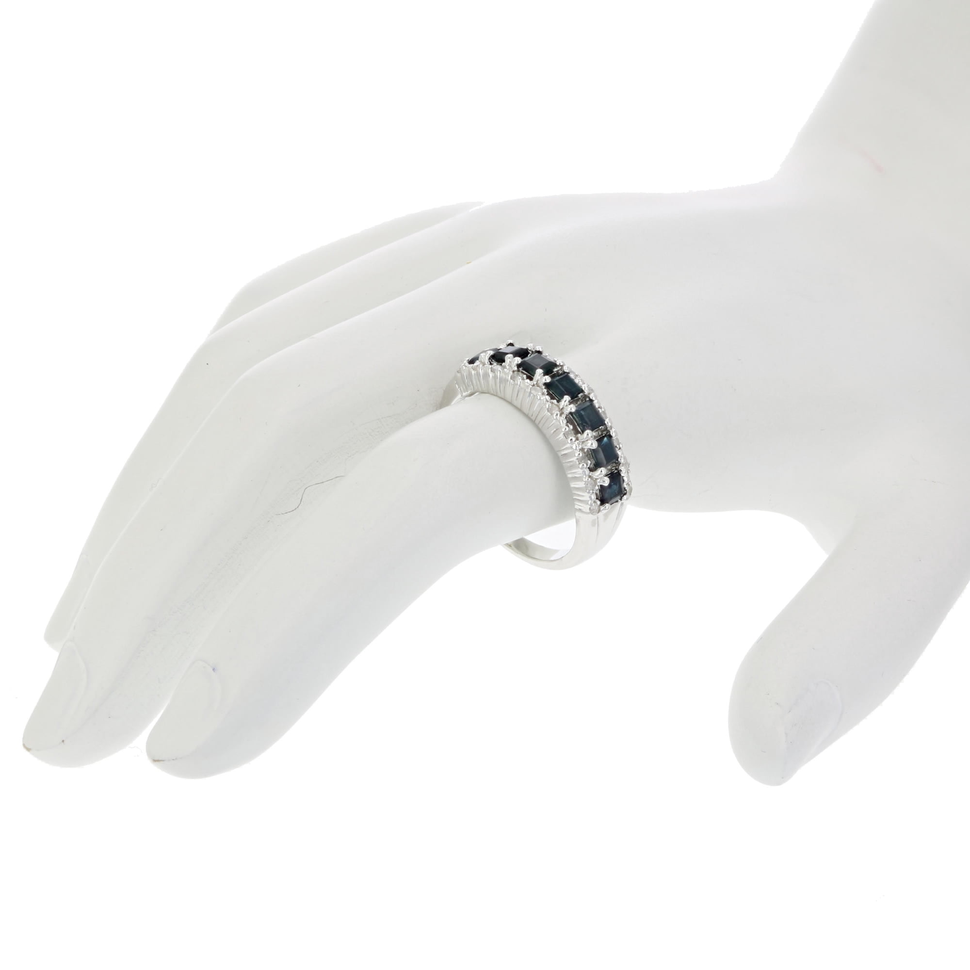 Vir Jewels 0.70 CTTW Blue Sapphire and Diamond Ring Women Sterling Silver Princess September