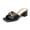Black, variant on Women’s Raffia Heeled Sandals Square Open Toe Slip On Mules Chunky Block Heels with Metal Chain for Summer Vacation
