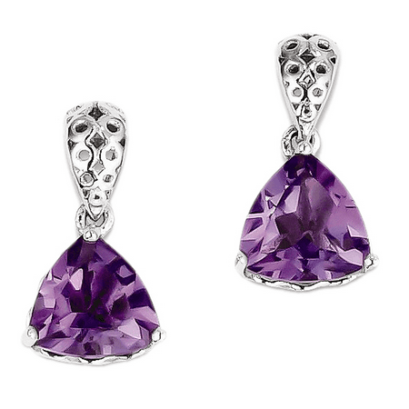 Gemaffair 925 Sterling Silver Triangle Cut Amethyst Drop Earrings 925 Sterling Silver Triangle Cut Amethyst Drop Earrings