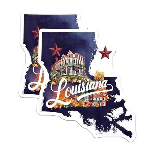 (2 Pack) Louisiana State Magnets - Travel Souvenir - Vintage Design Map Magnet - 5" On Longest Side - for Cars, Fridges, Toolboxes - Made in USA - MAG6299