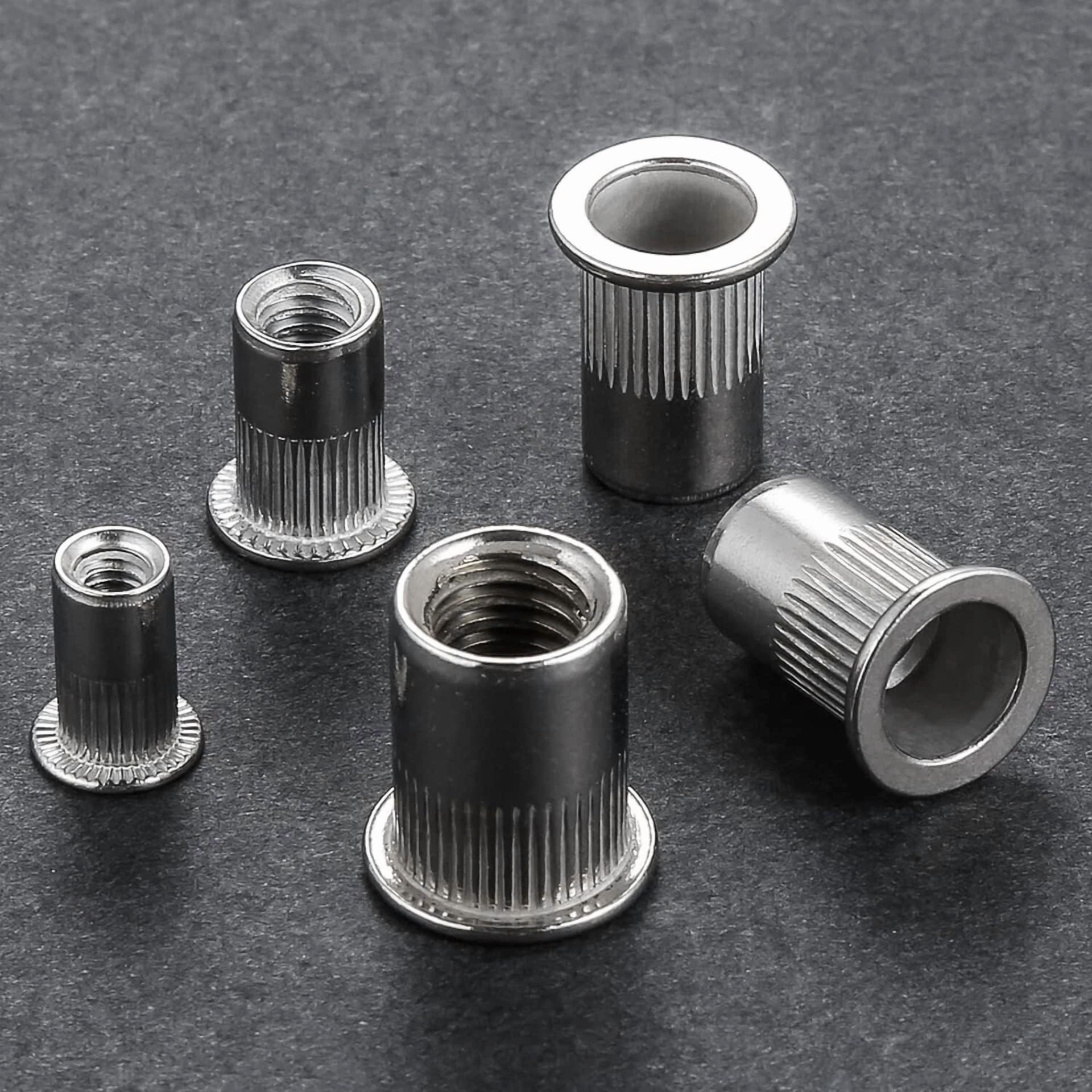 CIRCLE- Wensilon Rivet Nut 1/4"-20Unc 100Pcs Stainless Steel 304 Finish Flat Head Riv...