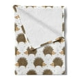 thumbnail image 2 of Hedgehog Soft Flannel Fleece Blanket, Cartoon Style Porcupine Mascots with Tiny Little Swirls and Leaves, Cozy Plush for Indoor and Outdoor Use, 60" x 80", Caramel Pale Brown White, by Ambesonne, 2 of 5