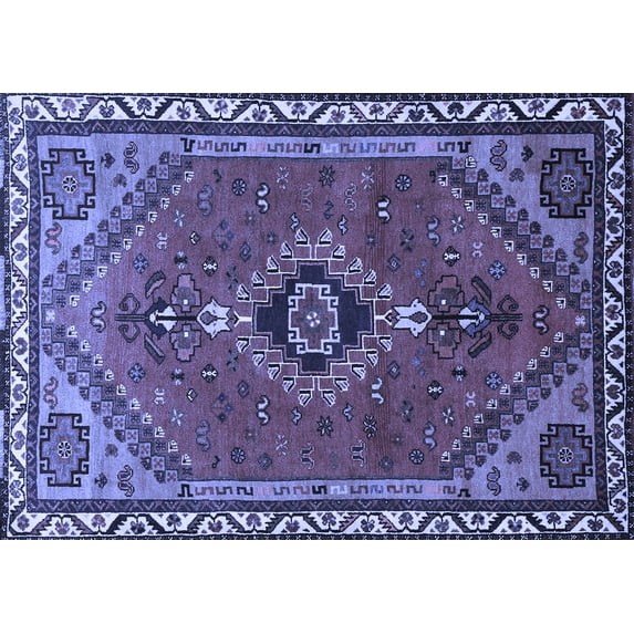Ahgly Company Machine Washable Indoor Rectangle Persian Blue Traditional Area Rugs, 8' x 12'