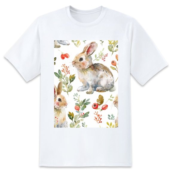 Basic Oversize Tees For WomenAnthonyreed._Watercolor_Bunny_Seamless_Picture_Easter_Holiday_a-db--cf-cfafb Loose Boyfriend Shirts Casual Blouse round neck