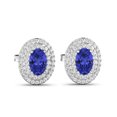 thumbnail image 2 of Fine Color Jewels Tanzanite Halo Earrings for Women 14K White Gold with Diamond Accent, 2 of 6
