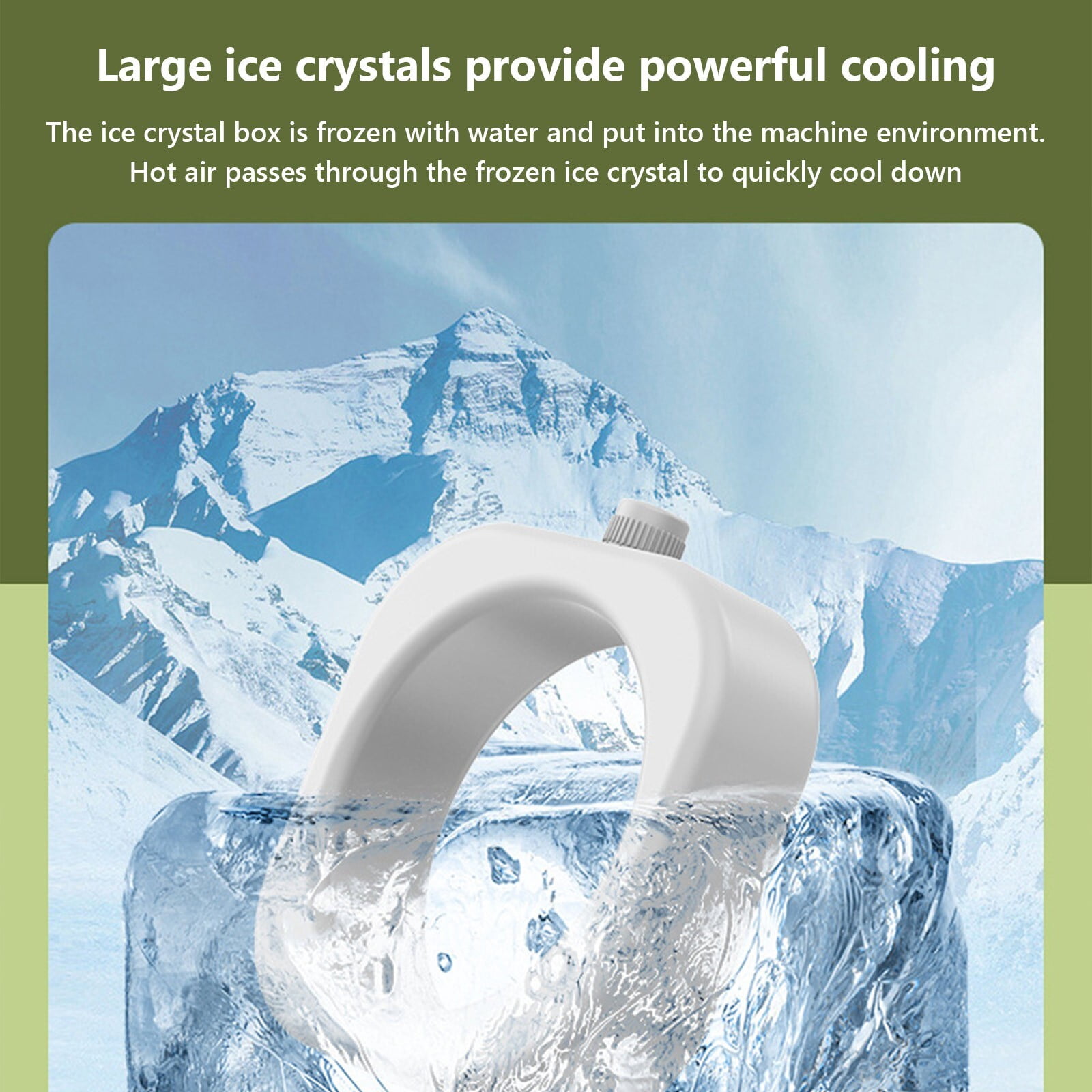 Lksixu Small Air Conditioner Fan, Portable Air Cooler with Ice Crystal Box, USB Rechargeable Personal Desk Fan with Handle, Low Noise 3 Wind Speed Strong Airflow Cooling Fan for Office Bedroom