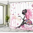 thumbnail image 4 of Ambesonne Fantasy Shower Curtain, Spring Wings Floral Print, 69"Wx70"L, Pale Pink, 4 of 4