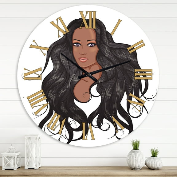 Designart 'Portrait Of African American Woman Xv' Modern Wall Clock
