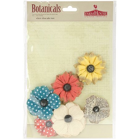 Farm House Market Square Botanicals Paper Flowers 6/Pkg-Barbershop & Emporium
