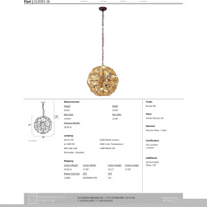 thumbnail image 3 of ET2 Lighting E22093-26 Fiori 12-Light Pendant Bronze, 3 of 4
