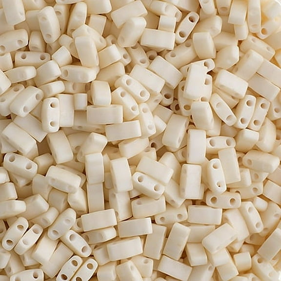 Miyuki Half Tila Cut 5x2.3mm (5.2g) 2-Hole Beads Opaque Eggshell Matte HTL2021