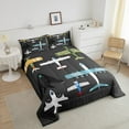 thumbnail image 3 of Airplane Comforter Set Vintage Aircraft Bedding Set Twin,Fighter Plane Silhouette Quilt Airliner Aeroplane Duvet Insert Military Transport Themed Room Decor,Grey, 3 of 6