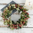 thumbnail image 5 of Fyeme Simulation Oil Painting Fragrant Snowball Flower Wreath, Rattan Circle Plant Wreath, Door Hanging Green Plant Decoration, 5 of 11