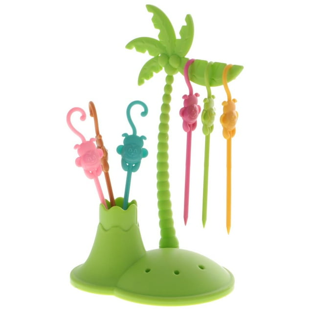Paquete de 7 piezas de tenedores de postre de de plástico decoración de soporte de árbol de - naranja Verde