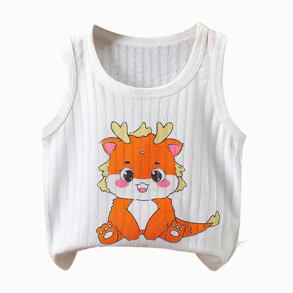 Splozh Toddler Boy Tank Tops 0-8 Years Summer Cartoon Graphic Tees Crewneck Sleeveless Tops for Toddler Boys Tank Tops,Pink,5-6 Years