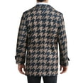 thumbnail image 3 of INSPIRE CHIC Houndstooth Trench Coat for Men's Double Breasted Plaid Pattern Winter Overcoat M Brown, 3 of 6