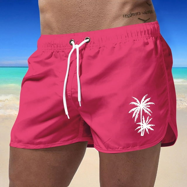 Men's Board Shorts Summer Sports Beach Casual Travel Polyester Coconut Tree Print Swimwear for Active