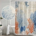 thumbnail image 4 of Small Stall Shower Curtain 48x72 Inch Narrow Half Size Orange Navy Blue Coral Bath Curtains Bathroom Decor, Summer Beach Coastal Retro Waterproof Fabric Shower Curtain Set with Hooks 48 Inch, 4 of 6