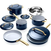 Gotham Steel Modern 11 Pc Ceramic Pots and Pans Set Non Stick, Kitchen Cookware Sets, Non Stick Pots and Pan Set, Ceramic Cookware Set, Pot and Pan Set, Non Toxic Cookware Set, Dishwasher Safe, Navy