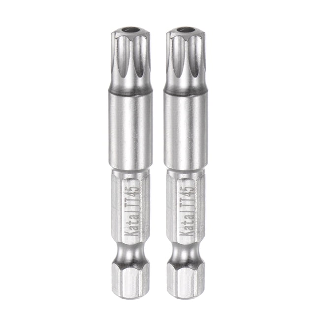 2uds T45 Estrella 7 Puntos Puntas de Destornillador 1/4" Hexagonal Vástago 2" Longitud Magnético Seguridad Torx Tornillo Destornillador Eléctrica Herramienta