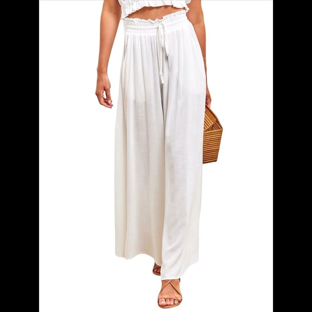 Pantalones Casuales de Cintura Alta para Mujer, de Color Liso, Largos y Anchos, con Bolsillos, para y Otoño. XXL