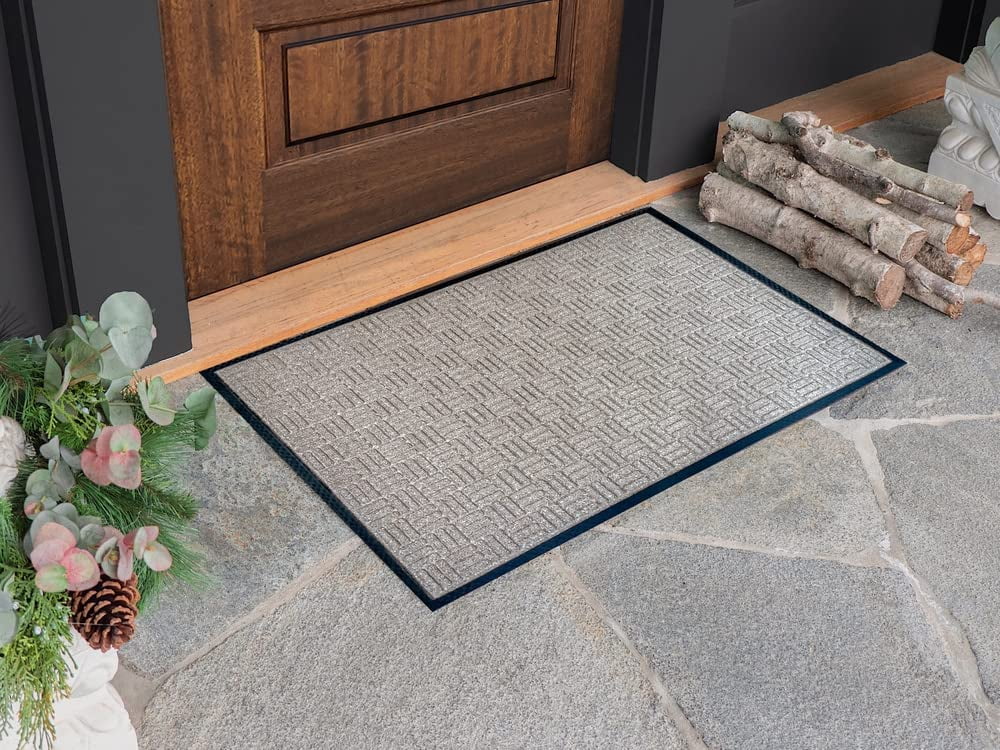 Envelor Indoor Outdoor Doormat Beige 24 in. x 36 in. Checker Half