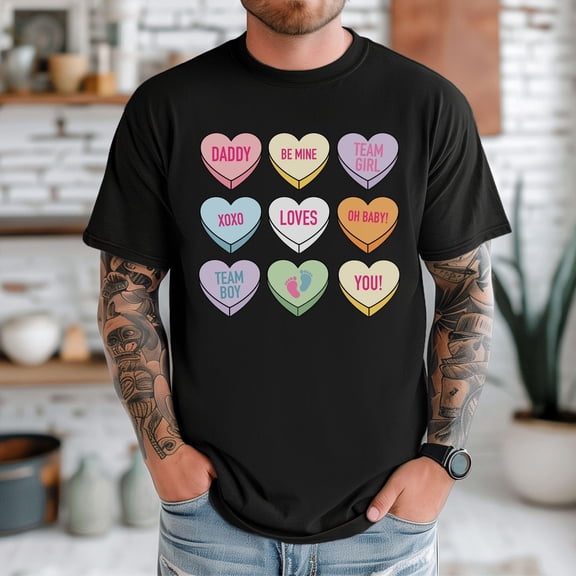 Valentine Gender Reveal Shirts Mom And Dad Pink Or Blue Daddy Loves You, Gender Reveal Shirts For Valentine Theme Dad To Be Valentines Shirt