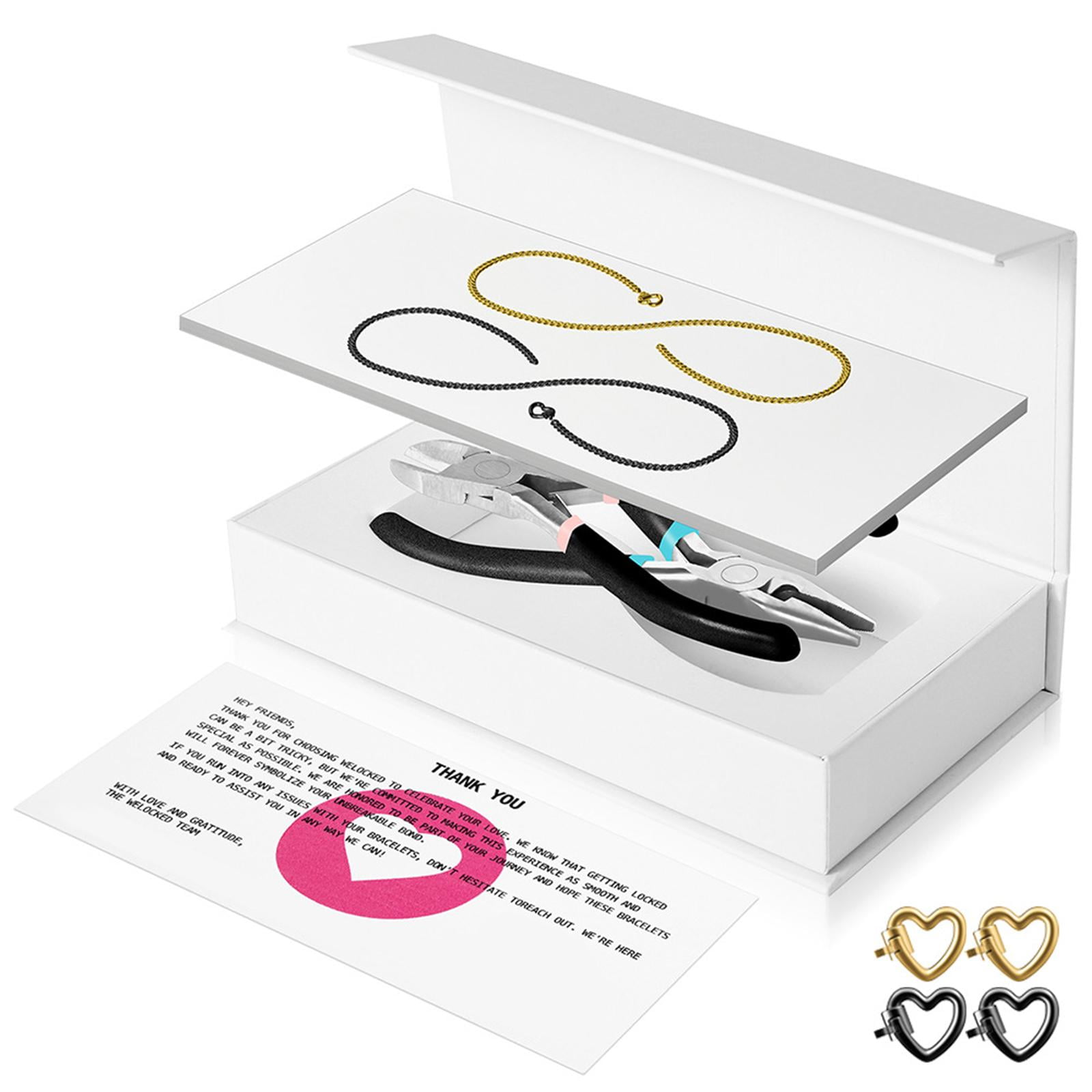 Milageto Permanent Bracelet Kit Bracelet Making for Couples for Summer Valentines Day 1 Black 1 Gold