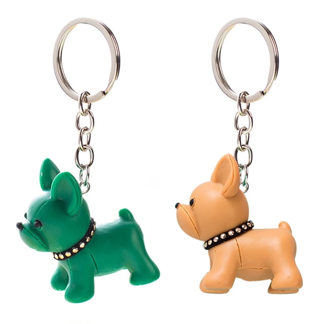 Shisuyan 2Pcs Dog Pendant Key Ring Key Decoration Assorted Color Bag Ornament For Friends And Couples