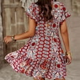 thumbnail image 5 of Dyegold Sun Dresses Women Summer Casual Short Sleeve Boho Ruffle Flowy Swing Mini Sundresses for Women Floral Print Plus Size Dress for Women V Neck Graduation Dress, 5 of 8