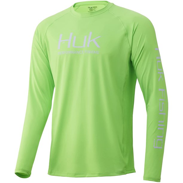 Huk Huk Mens Pursuit Vented Long Sleeve 30 Upf Fishing Shirt Neon Green Medium Walmart Com Walmart Com