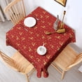 thumbnail image 2 of Red Christmas Golden Reindeer Pattern Square Tablecloth,Waterproof Square Table Cover,Wipeable Spillproof Washable Table Cover for Home Kitchen Party Decor 52"x52"(132x132cm), 2 of 6
