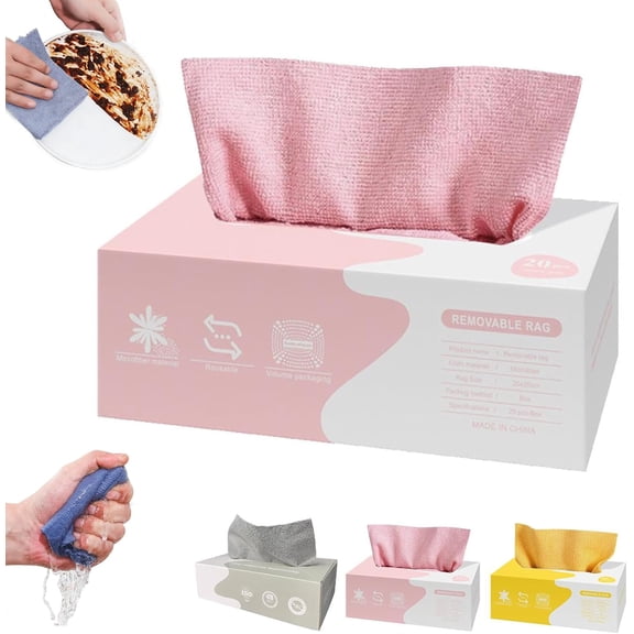 Microfiber Cleaning Cloth in Box, 20 Sheets 7.9x7.9in Reusable Towels, High Absorbency for Kitchen Car Home