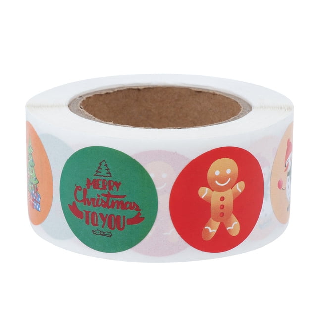 1 rollo de dibujos animados de Navidad Scrape Sticker Decoración Etiqueta de regalo Etiqueta Artesanal Etiquetas de alimentos Autoadhesivo Etiqueta extraíble Calcomanías de regalo