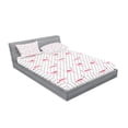thumbnail image 2 of Ambesonne Retro Fitted Sheet & Pillow Sham Set, Flamingo Birds Polka Dots, Queen, Pale Pink White, 2 of 2