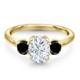 thumbnail image 3 of Gem Stone King 18K Yellow Gold Plated Silver Black Diamond Ring Set with Moissanite (2.04 Cttw), 3 of 7