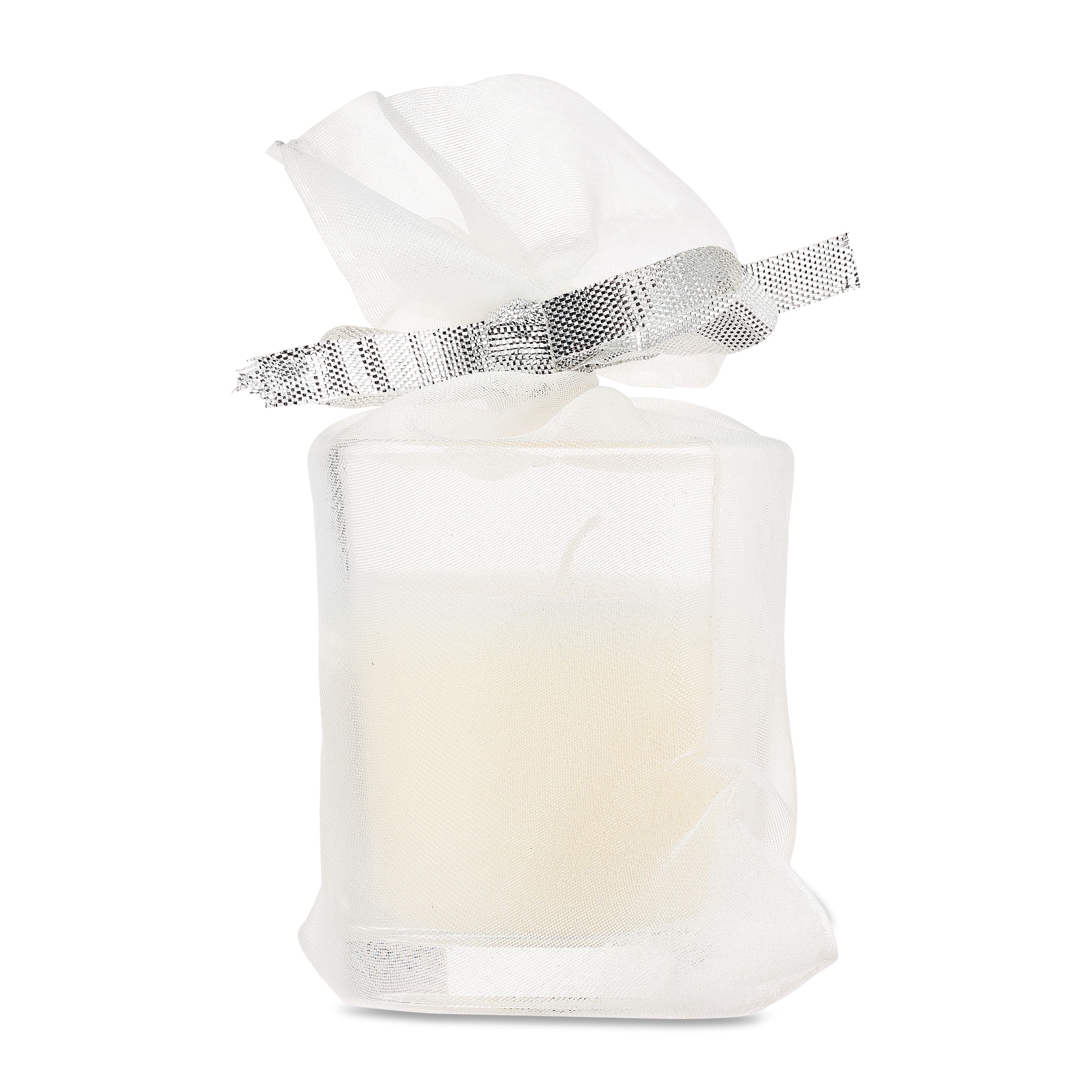 Glass Votive Candle with Organza Bag – Vanilla Scented White Candle Favor, Wedding Bridal Shower Party Gift by Way To Celebrate