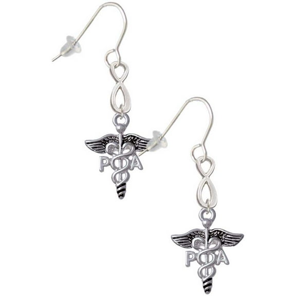 Delight Jewelry Silvertone Caduceus - PA Silver tone Infinity French Earrings