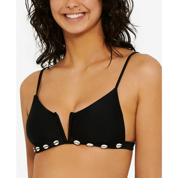 Hula Honey BLACK Juniors' Shell-Trim Bikini Swim Top, US Small