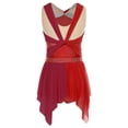 thumbnail image 4 of dPois Robe de Danse Sans Manches Irrégulière pour Femmes Justaucorps de Ballet Patinage Artistique Robe de Danse Moderne Rouge G, 4 of 5