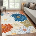 thumbnail image 2 of Hasoo 5' x 7' Area Rug for Living Room Vintage Floral Thin Carpet Traditional Non-Slip Rug Foldable Indoor Rug for Bedroom Kitchen Beige, 2 of 6