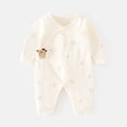 thumbnail image 2 of YABCSAZ Toddler Baby Girls Boys Jumpsuit Long Sleeved Button Down Round Neck Rompers Casual Loose Cute Print Newborn Onesies Outfits, 2 of 3