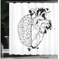 thumbnail image 3 of Ambesonne Sketch Shower Curtain, Human Heart and Brain Art, 69"Wx75"L, Charcoal Grey White, 3 of 4