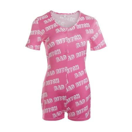 

Springcmy Ladies Pajamas Short Sleeves Adult Buckle