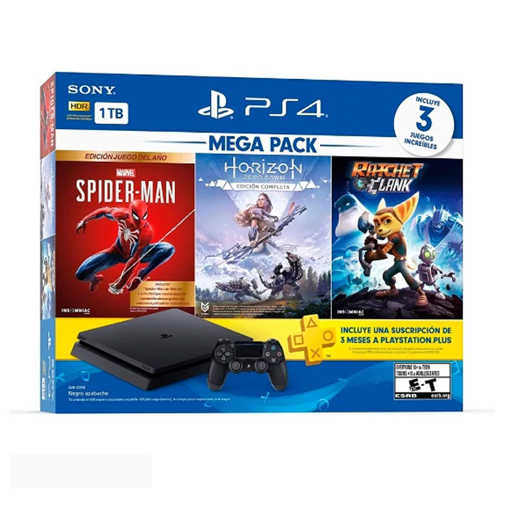 Sony Playstation 4 Slim Ps4 1tb Console Mega Bundle 3 Games Included Spiderman 3 Horizon Zero Dawn Ratchet And Clank Black Walmart Com Walmart Com